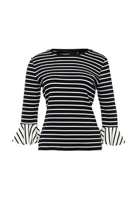 LOST INK  STRIPE PEPLUM SLV TEE